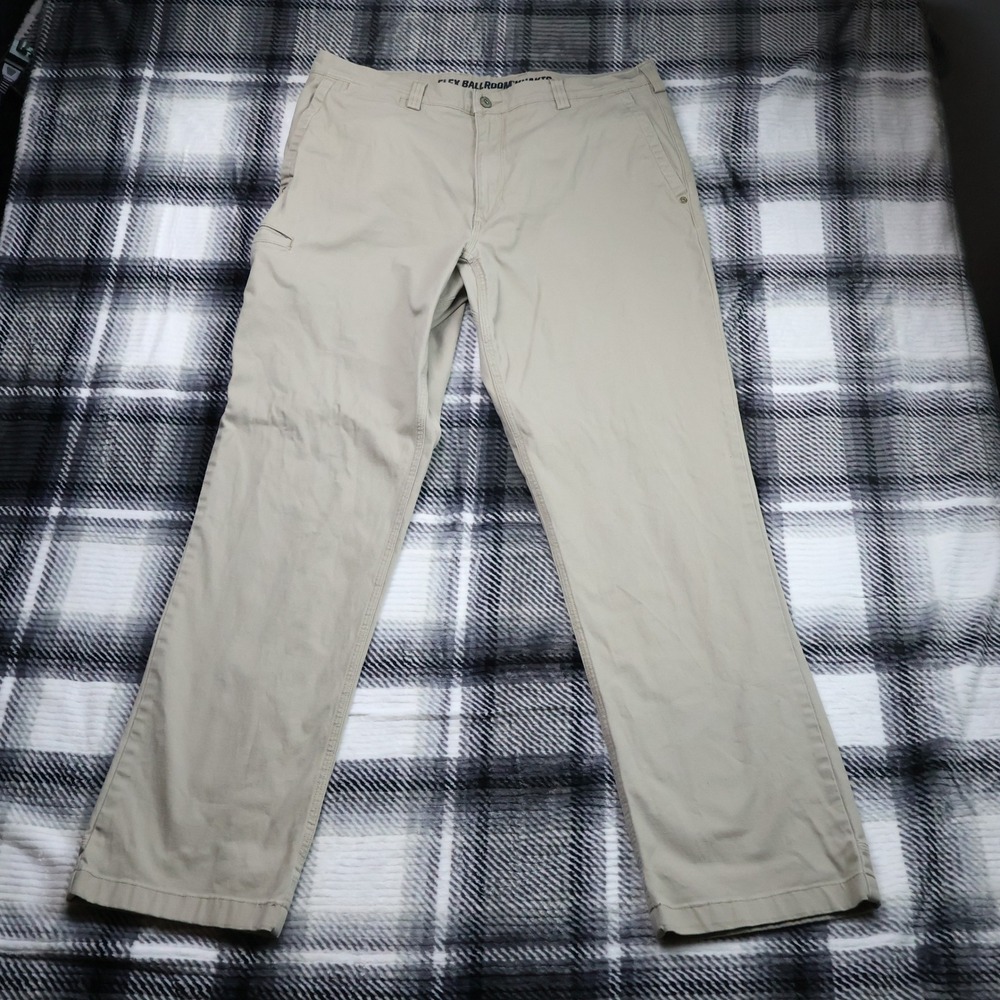 Duluth Trading Co Flex Ballroom Khakis Tan Relaxed Fit Pants 36x34